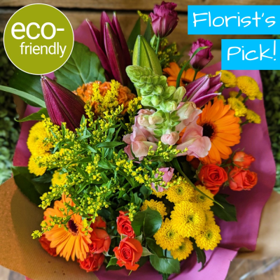 Florist Choice Eco-Brights Bouquet | The Floral Box | Darlington - Spoilt for choice? Can’t decide? Simply set your budget, select the occasion from the dropdown list, and let one of our expert florists take care of the rest!