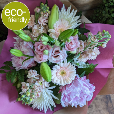 Florist Choice Eco-Pastel Bouquet - Spoilt for choice? Can’t decide? Simply set your budget, select the occasion from the dropdown list, and let one of our expert florists take care of the rest!