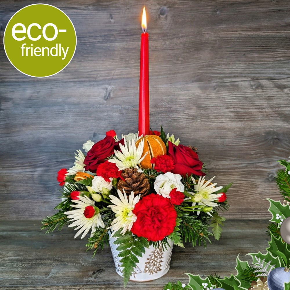 Elegant White & Gold Candle Centrepiece