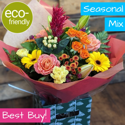 Eco Autumn Bouquet | Same-Day Darlington Delivery | The Floral Box - A stunning, eco-friendly autumn bouquet offering fantastic value. Handcrafted by our Darlington florists using the day's freshest seasonal flowers. Order for same-day delivery.