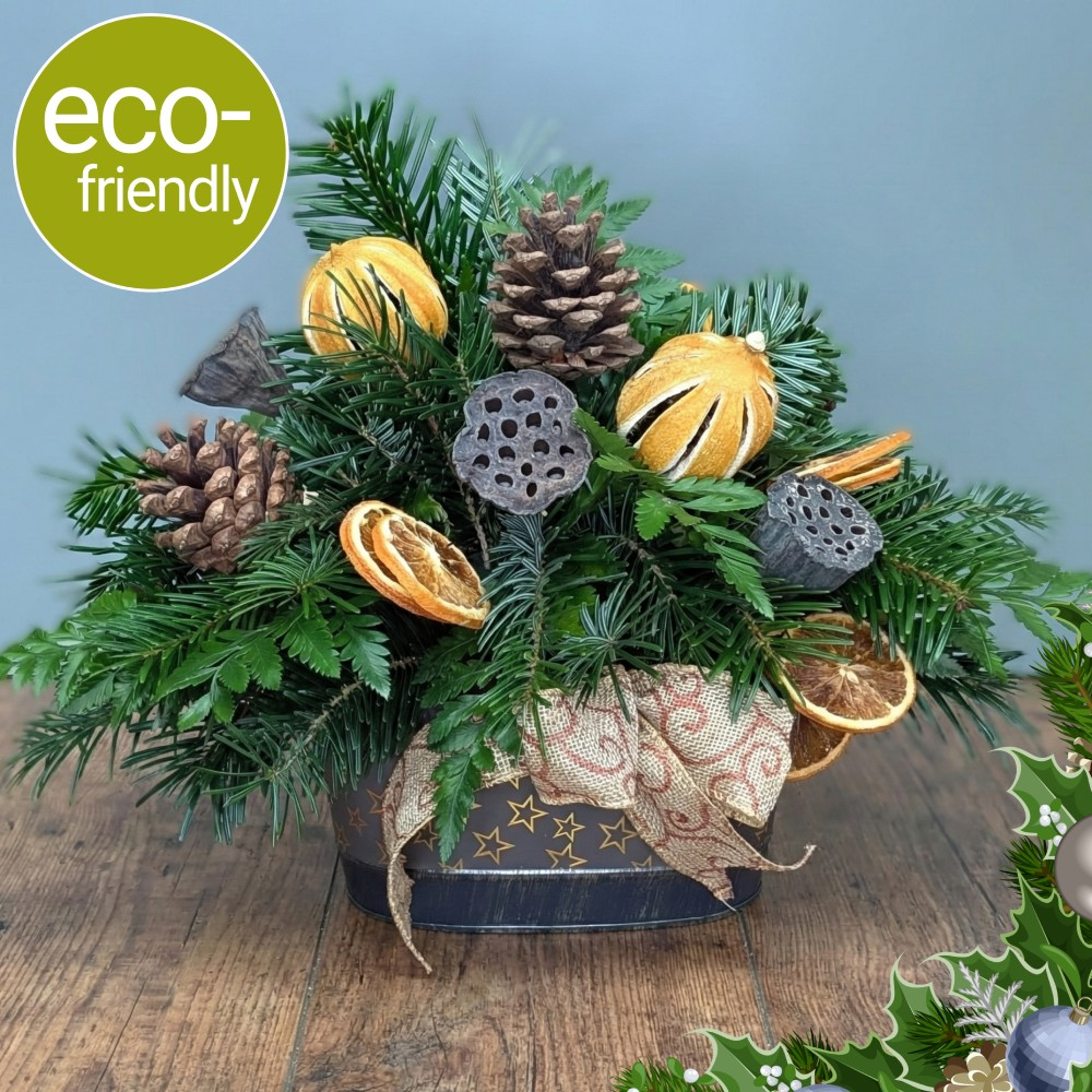 Natural Festive Trough Arrangement