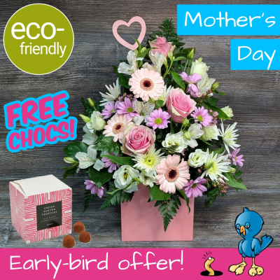 The Floral Box: Mother's Day Pastel Flowers & Truffles | Cockerton - The Floral Box: Mother's Day pastel flowers & truffles! Eco-friendly, handmade. Order now for delivery or Click & Collect in Cockerton.