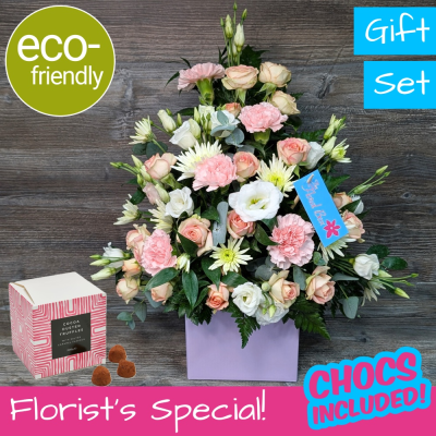 The Floral Box: Pastel Flowers & Truffle Gift Set - The Floral Box: Unique pastel flower gift set with truffles. Hand-made, eco-friendly blooms. Order online for delivery or collection today! Darlington and surrounding areas