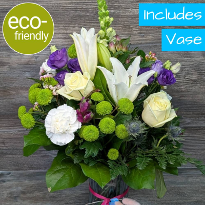 The Floral Box: Treasured Memories Vase | Seasonal Blooms | Darlington - The Floral Box: Elegant Treasured Memories Vase with seasonal flowers. Hand-crafted, eco-friendly. Order online for delivery or collection today! Local Florist in Cockerton.