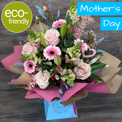 The Floral Box: Mamma Mia! Pink Mother's Day Bouquet | Cockerton - The Floral Box: Mamma Mia! Pink Mother's Day bouquet. Rosy riot of seasonal blooms. Eco-friendly, hand-made gift. Order for a fabulous mum | Delivery or Click & Collect Darlington