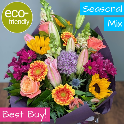 The Floral Box: Summertime Whispers | Summer Florist Choice - The Floral Box: Summertime Whispers. Bright, seasonal summer blooms, florist choice. Eco-friendly, hand-made bouquet. Best value! Order now!