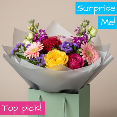 Darlington's Summer Surprise Bouquet | Florist Choice | The Floral Box - Get a unique Summer Surprise Bouquet from The Floral Box in Darlington! Expertly crafted, seasonal blooms at great value, in a water bubble & gift bag. Delivery or collection.