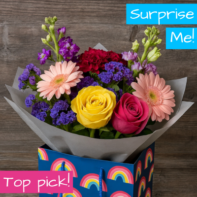 Rainbow Drops Bouquet - Florist's Choice | The Floral Box Cockerton - Discover the joy of our unique Rainbow Drops Bouquet! Hand-picked by our Cockerton florist for exceptional value. Order for same-day delivery or Click & Collect in Darlington.