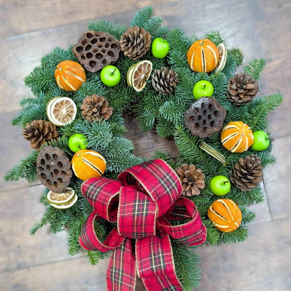 Traditional Moss-Backed Christmas Wreath